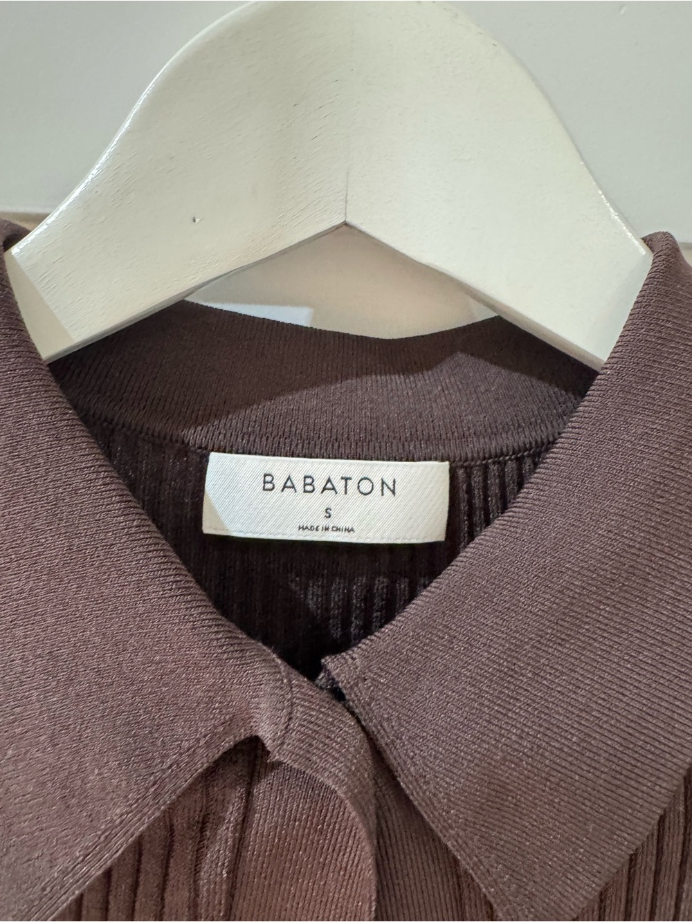 Babaton Chocolate Brown Ribbed Button-Down Knit Top - Picture 3 of 4